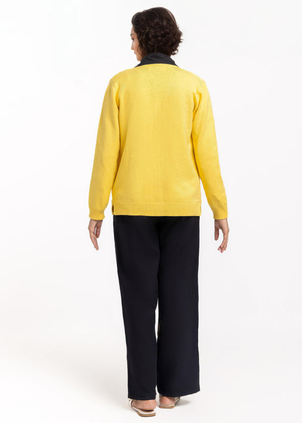Yellow-V-Cardigan Full Sleeves Sweater (25Y-207-67)