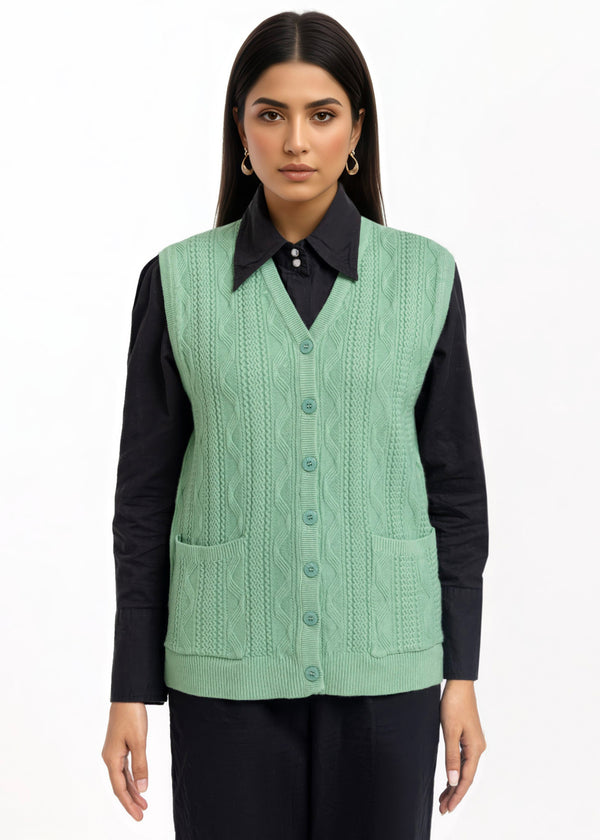 Green-V-Cardigan Sando Sweater (25Y-208-67)