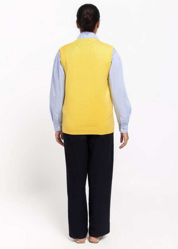 Yellow-V-Cardigan Sando Sweater (25Y-208-67)