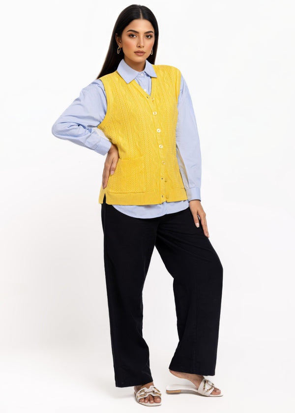 Yellow-V-Cardigan Sando Sweater (25Y-208-67)