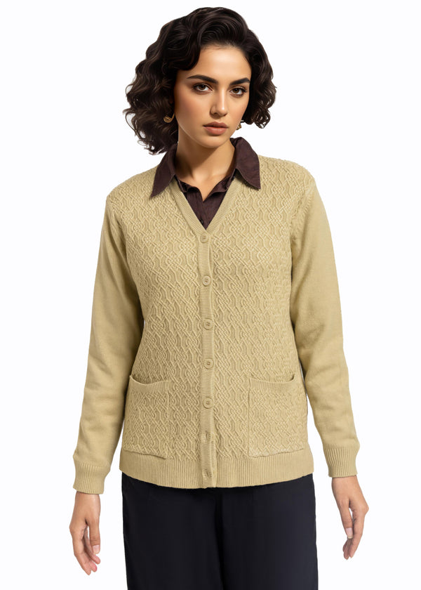 Olive-V-Cardigan Full Sleeves Sweater (25Y-213-67)