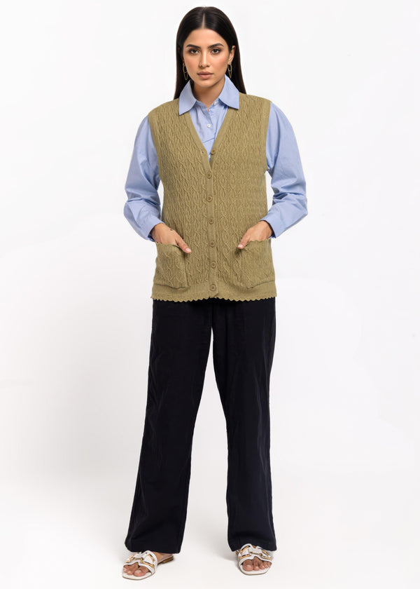 Olive-V-Cardigan Sando Sweater (25Y-224-67)