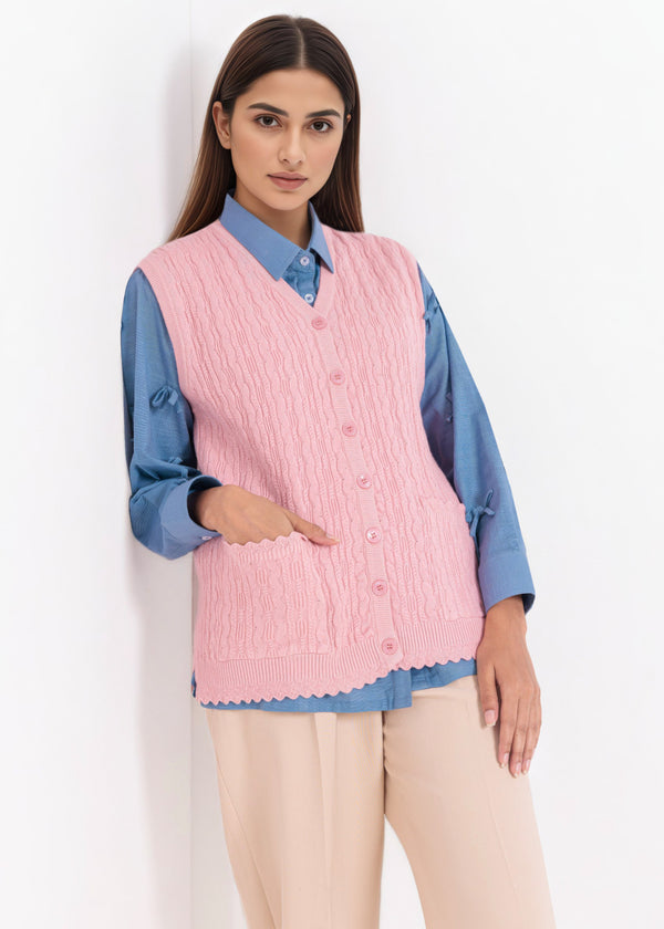 Pink-V-Cardigan Sando Sweater (25Y-226-67)