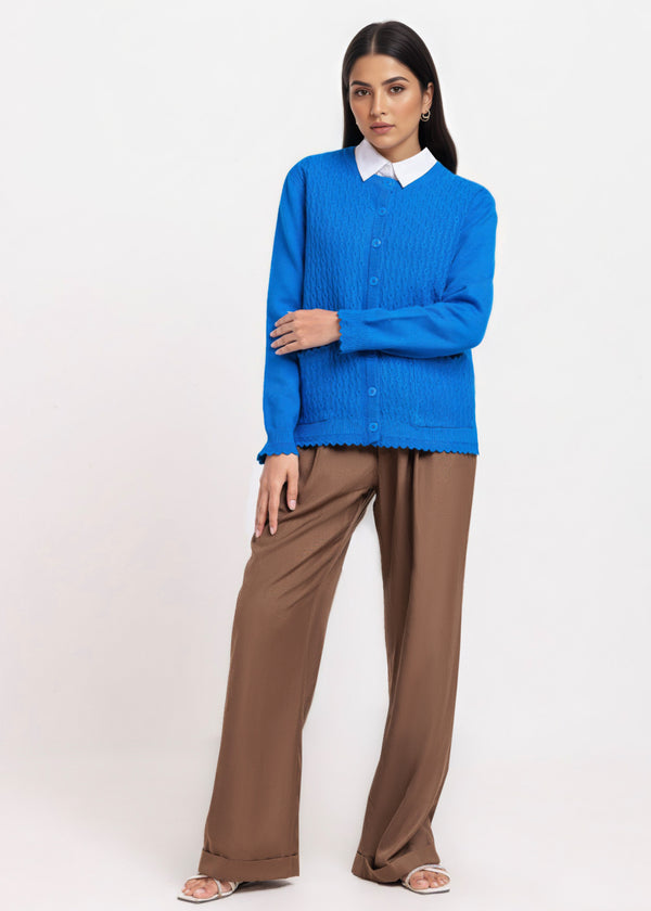 Ro-Blue-R-Neck Cardigan Full Sleeves Sweater (25Y-227-67)