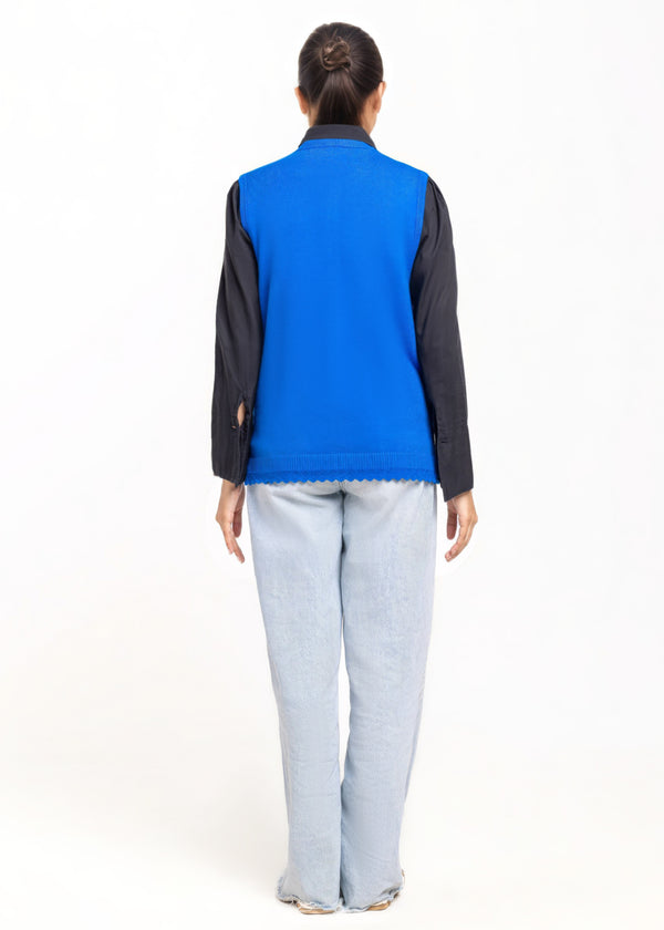 Ro-Blue-R-Neck Cardigan Sando Sweater (25Y-228-67)