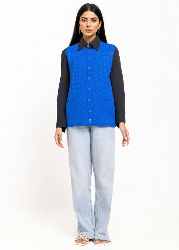 Ro-Blue-R-Neck Cardigan Sando Sweater (25Y-228-67)