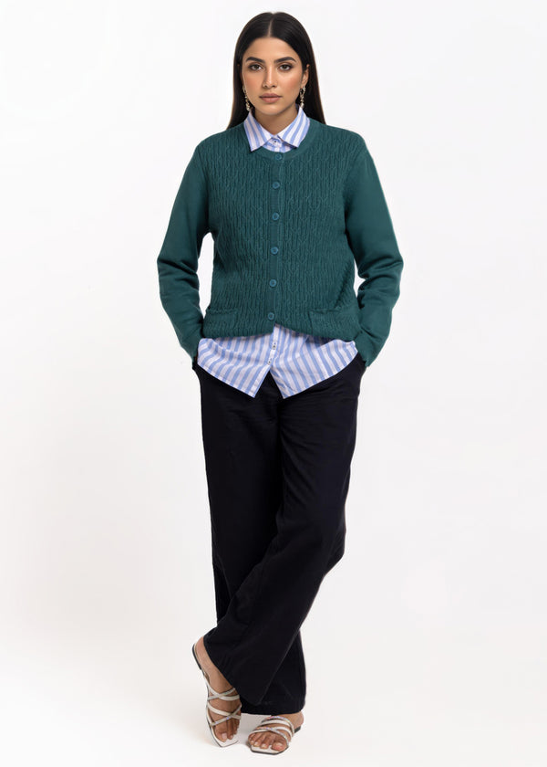 E-Green-R-Neck Cardigan Full Sleeves Sweater (25Y-229-67)