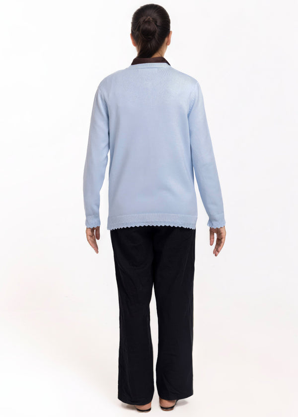 Sky-Blue-R-Neck Cardigan Full Sleeves Sweater (25Y-229-67)