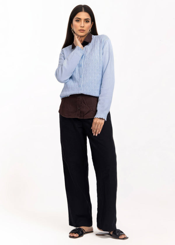 Sky-Blue-R-Neck Cardigan Full Sleeves Sweater (25Y-229-67)