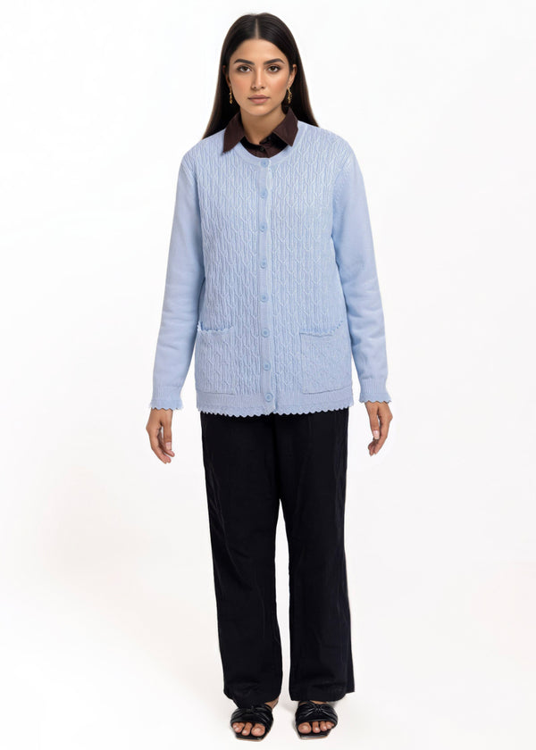 Sky-Blue-R-Neck Cardigan Full Sleeves Sweater (25Y-229-67)