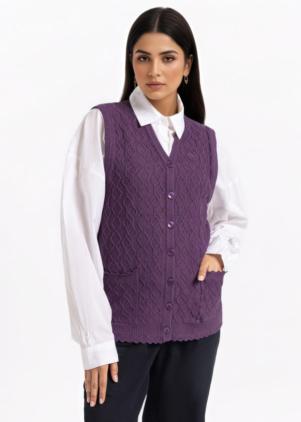 Purple-V-Cardigan Sando Sweater (25Y-232-67)