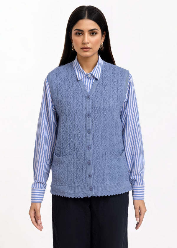 Blue-V-Cardigan Sando Sweater (25Y-234-67)