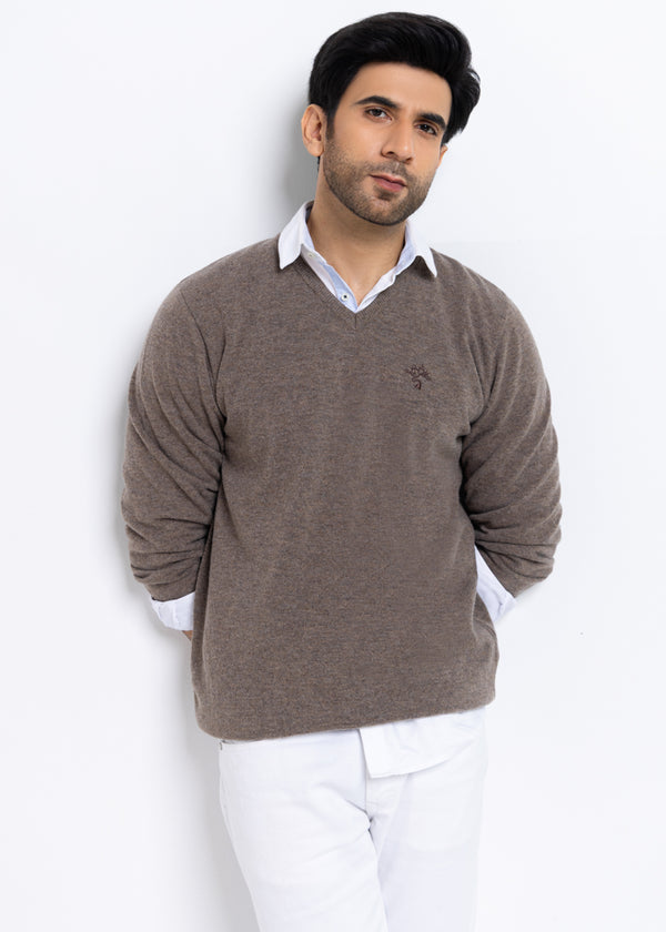 Wd-Smoke-V-Neck Full Sleeves Sweater (501-14)