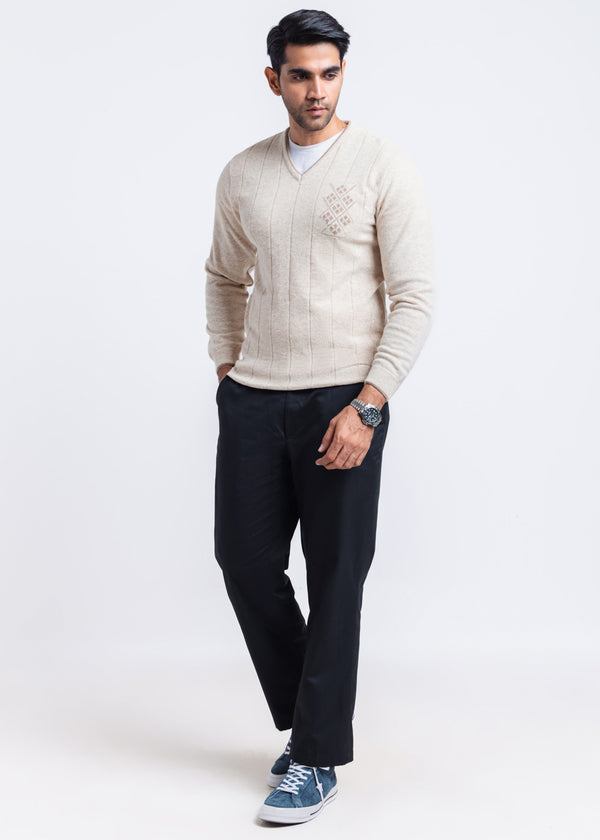 Fog-V-Neck Full Sleeves Sweater (502-14)