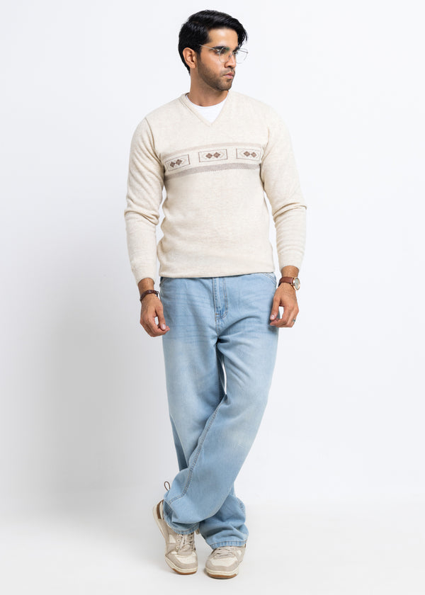 Fog-V-Neck Full Sleeves Sweater (503-14)
