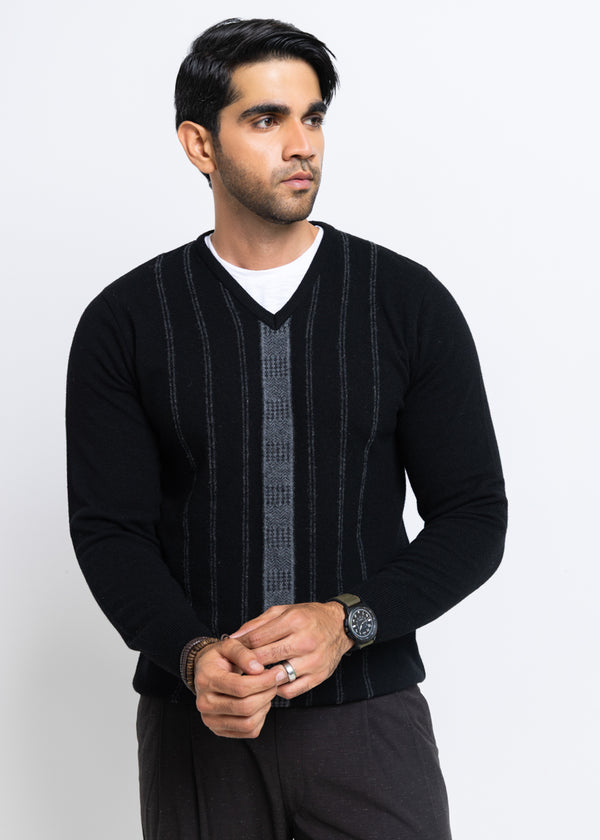 J-Black-V-Neck Full Sleeves Sweater (507-14)