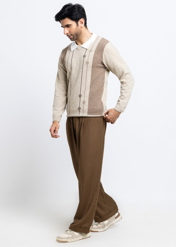 N-Stone-V-Neck Full Sleeves Sweater (508-14)