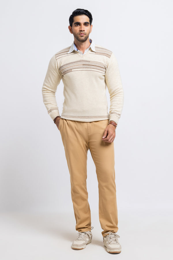 Swan-V-Neck Full Sleeves Sweater (509-14)