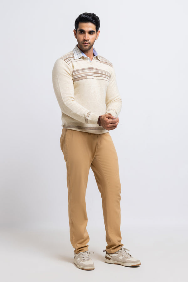 Swan-V-Neck Full Sleeves Sweater (509-14)