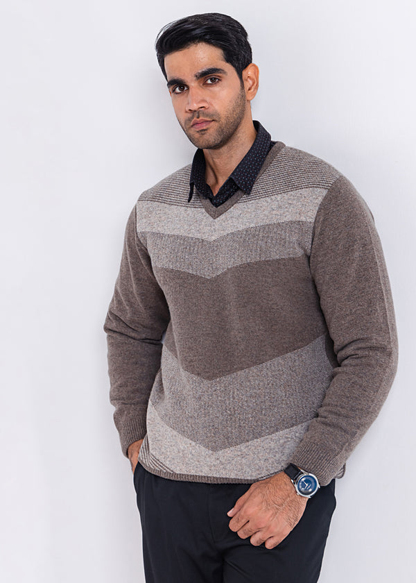 Wd-Smoke-V-Neck Full Sleeves Sweater (510-14)
