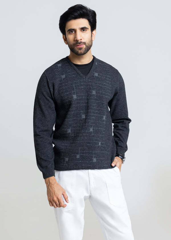 D-Black-V-Neck Full Sleeves Sweater (511-14)