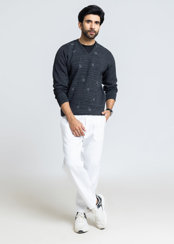 D-Black-V-Neck Full Sleeves Sweater (511-14)