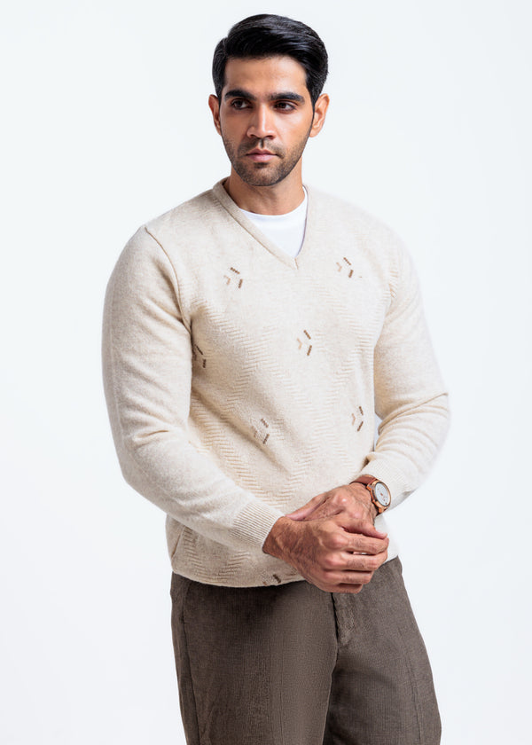 Fog-V-Neck Full Sleeves Sweater (514-14)
