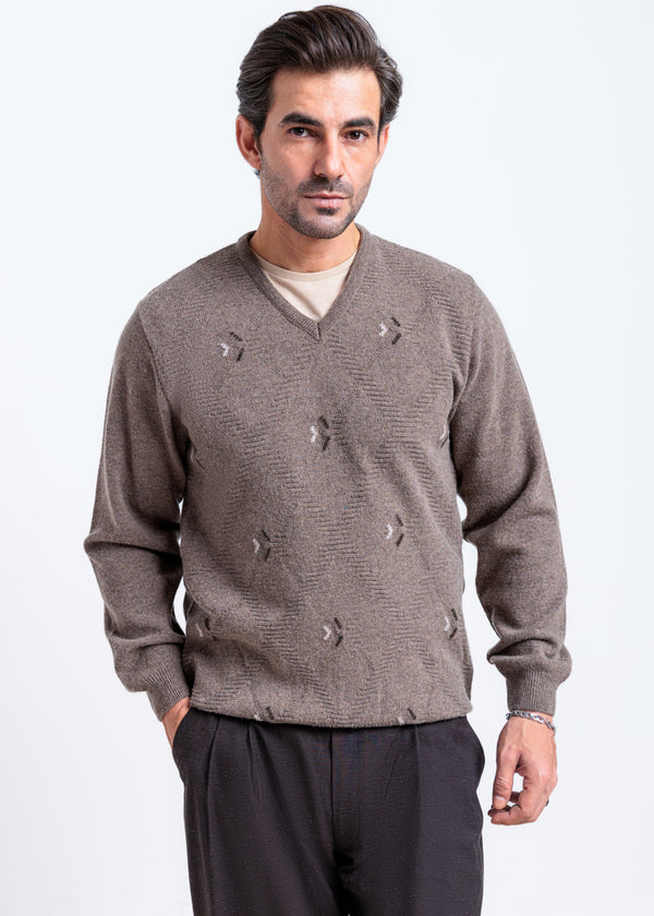 Wd-Smoke-V-Neck Full Sleeves Sweater (514-14)