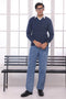 N-D-BLUE-V-NECK FULL SLEEVES SWEATER (515-15)