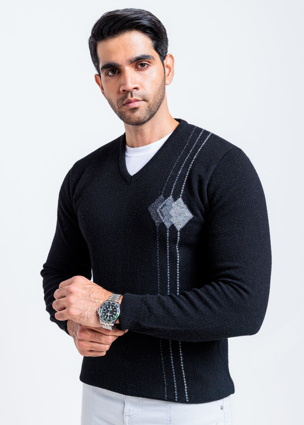J-Black-V-Neck Full Sleeves Sweater (516-14)