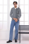 ST-GREY-V-NECK FULL SLEEVES SWEATER (516-15)