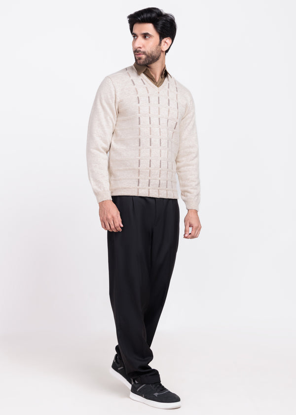Fog-V-Neck Full Sleeves Sweater (517-14)