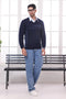 DN-BLUE-V-NECK FULL SLEEVES SWEATER (517-15)