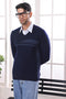 DN-BLUE-V-NECK FULL SLEEVES SWEATER (517-15)