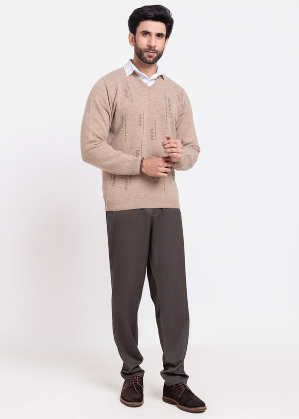 Mashroom-V-Neck Full Sleeves Sweater (519-14)