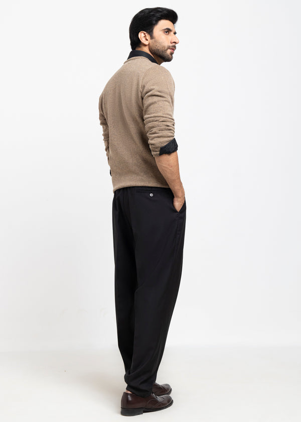 Walnut-V-Neck Full Sleeves Sweater (520-14)