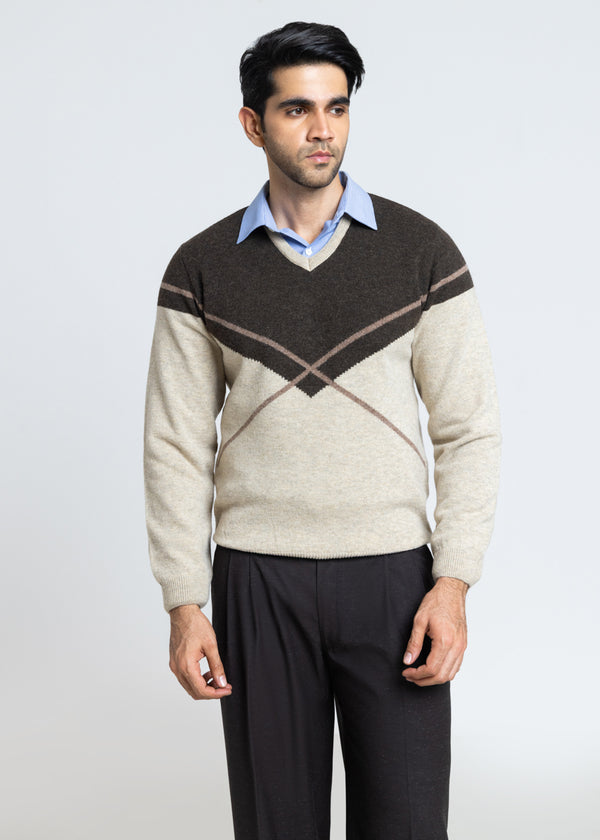 N-Stone-V-Neck Full Sleeves Sweater (521-14)