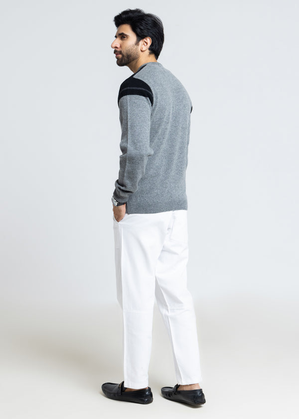 St-Grey-V-Neck Full Sleeves Sweater (521-14)