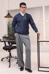 N-D-BLUE-V-NECK FULL SLEEVES SWEATER (521-15)