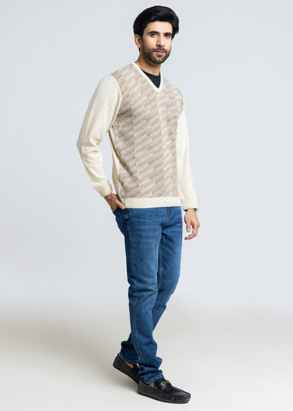 Swan-V-Neck Full Sleeves Sweater (524-14)