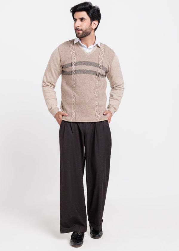 N-Stone-Gents V-Neck Full Sleeves Sweater (526-14)