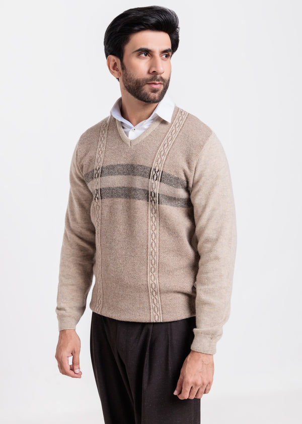 N-Stone-V-Neck Full Sleeves Sweater (526-14)