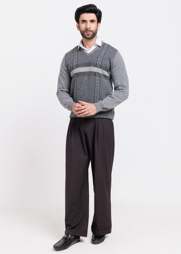 St-Gray-Gents V-Neck Full Sleeves Sweater (526-14)