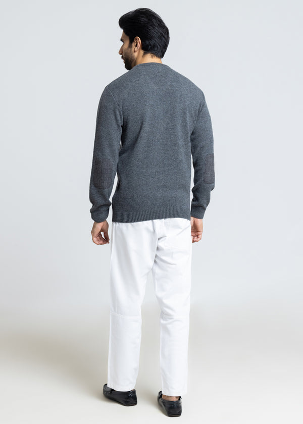 Black-V-Neck Full Sleeves Sweater (552-14)