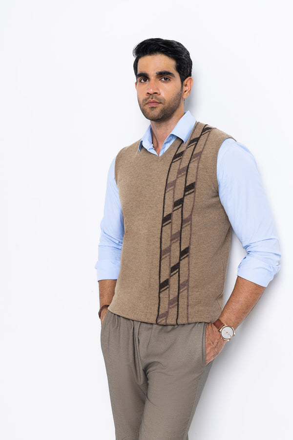 Brindle-V-Neck Sando Sweater (654-14)