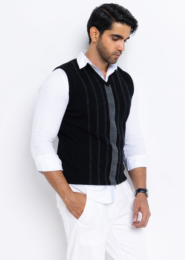 J-Black-V-Neck Sando Sweater (657-14)