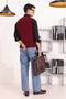 O-MAROON-V-NECK SANDO SWEATER (657-15)