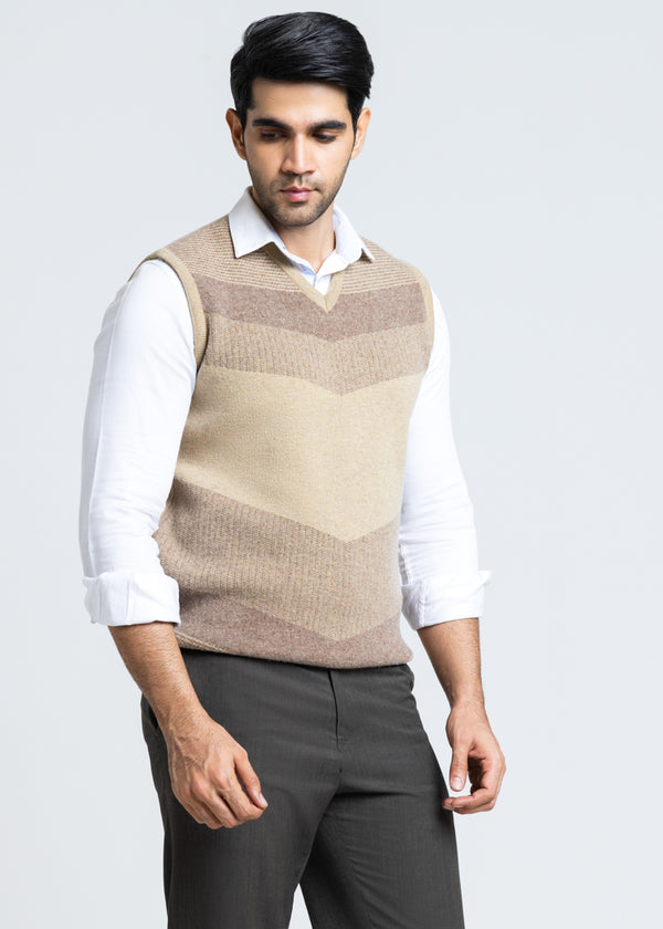 Wheat-V-Neck Sando Sweater (660-14)