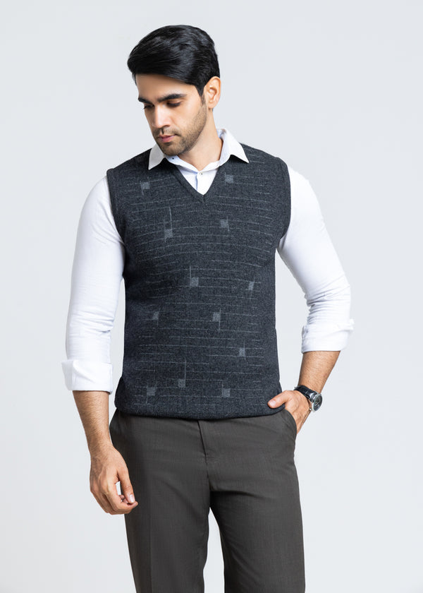 D-Black-V-Neck Sando Sweater (661-14)