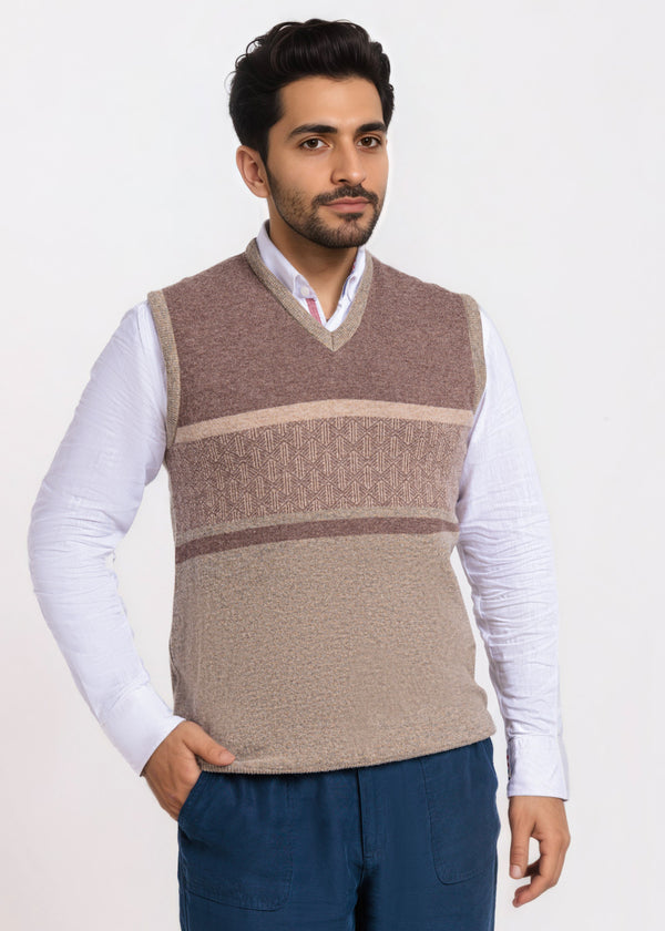 Nl-Beige-V-Neck Sando Sweater (662-14)